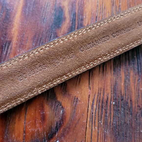 Vtg Brown Leather Belt with Brass Buckle Sz L - Picture 6 of 7